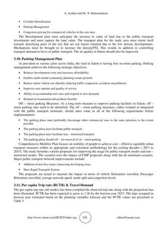 DEVELOPMENT OF SUSTAINABLE URBAN TRANSPORT STRATEGIES FOR SALEM CITY | PDF