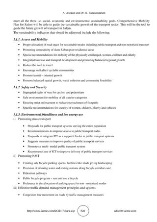 DEVELOPMENT OF SUSTAINABLE URBAN TRANSPORT STRATEGIES FOR SALEM CITY | PDF