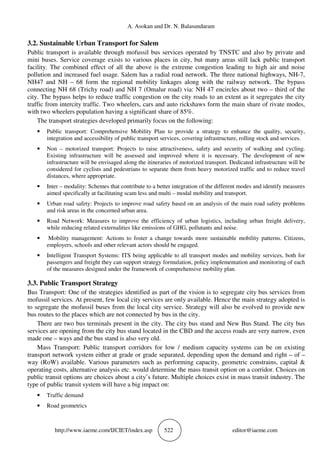 DEVELOPMENT OF SUSTAINABLE URBAN TRANSPORT STRATEGIES FOR SALEM CITY | PDF