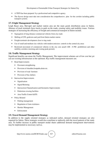 DEVELOPMENT OF SUSTAINABLE URBAN TRANSPORT STRATEGIES FOR SALEM CITY | PDF