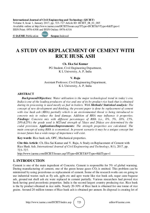 Partial Replacement Of Cement With Rice Husk Ash Journals - Rice Poin