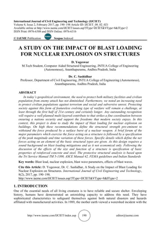 A STUDY ON THE IMPACT OF BLAST LOADING FOR NUCLEAR EXPLOSION ON ...