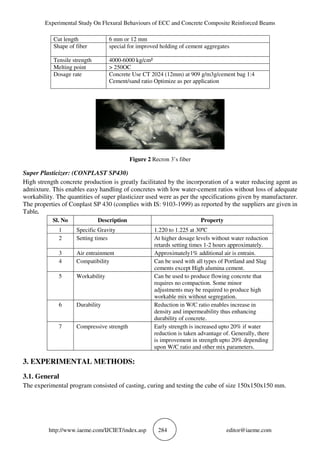EXPERIMENTAL STUDY ON FLEXURAL BEHAVIOURS OF ECC AND CONCRETE COMPOSITE ...