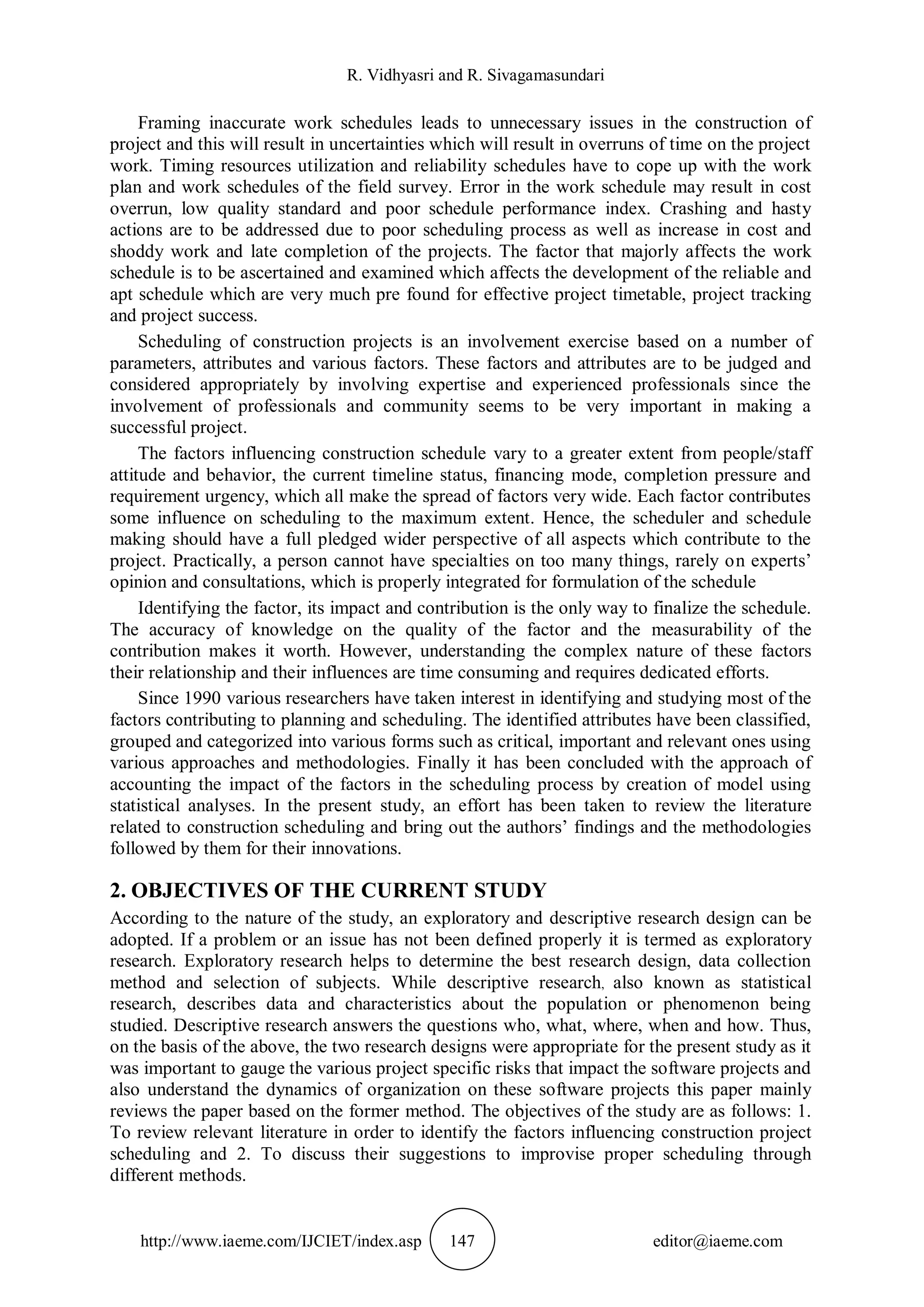 A REVIEW ON FACTORS INFLUENCING CONSTRUCTION PROJECT SCHEDULING | PDF