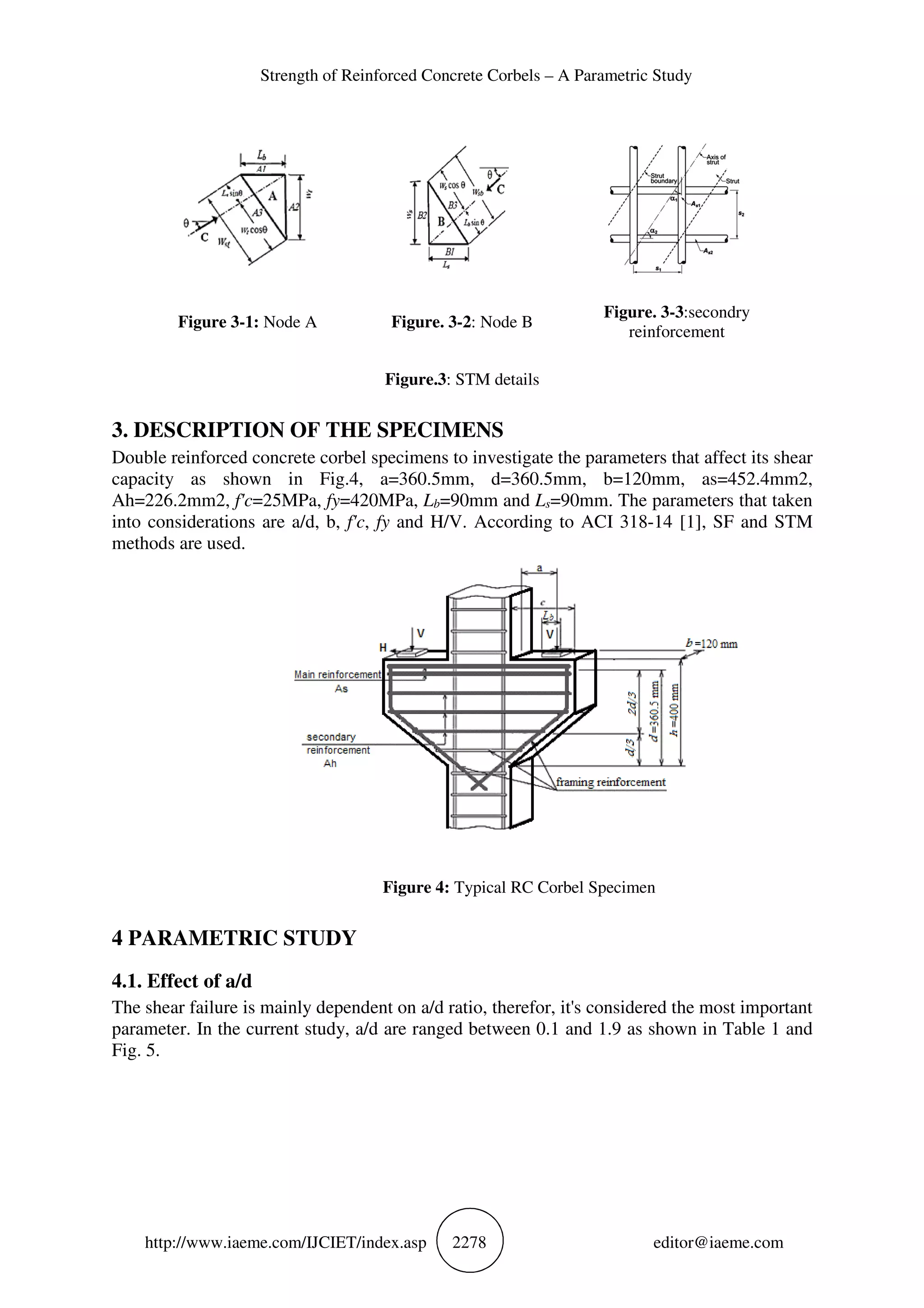 STRENGTH OF REINFORCED CONCRETE CORBELS – A PARAMETRIC STUDY | PDF