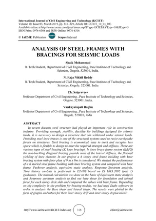 ANALYSIS OF STEEL FRAMES WITH BRACINGS FOR SEISMIC LOADS | PDF