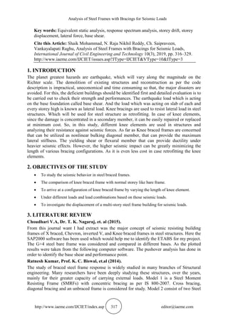 ANALYSIS OF STEEL FRAMES WITH BRACINGS FOR SEISMIC LOADS | PDF