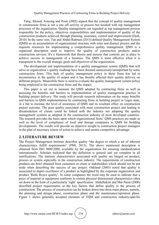 QUALITY MANAGEMENT PRACTICES OF CONTRACTING FIRMS IN BUILDING PROJECT ...