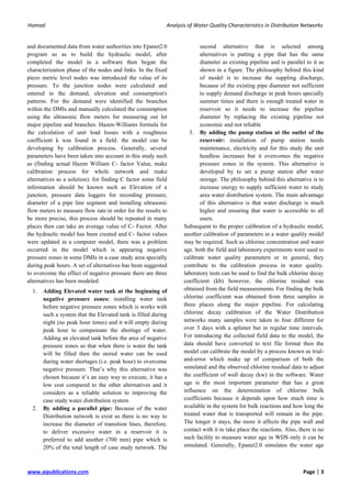 Analysis of Water Quality Characteristics in Distribution Networks | PDF
