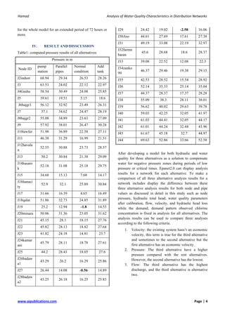 Analysis of Water Quality Characteristics in Distribution Networks | PDF