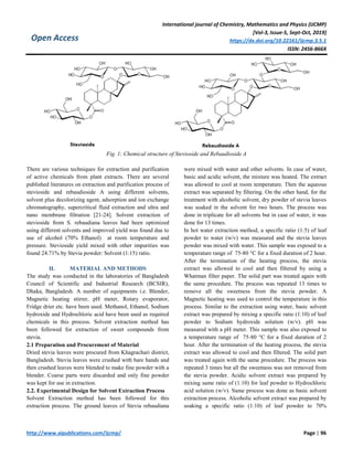 Isolation of Stevioside and related compounds from two types of Stevia ...