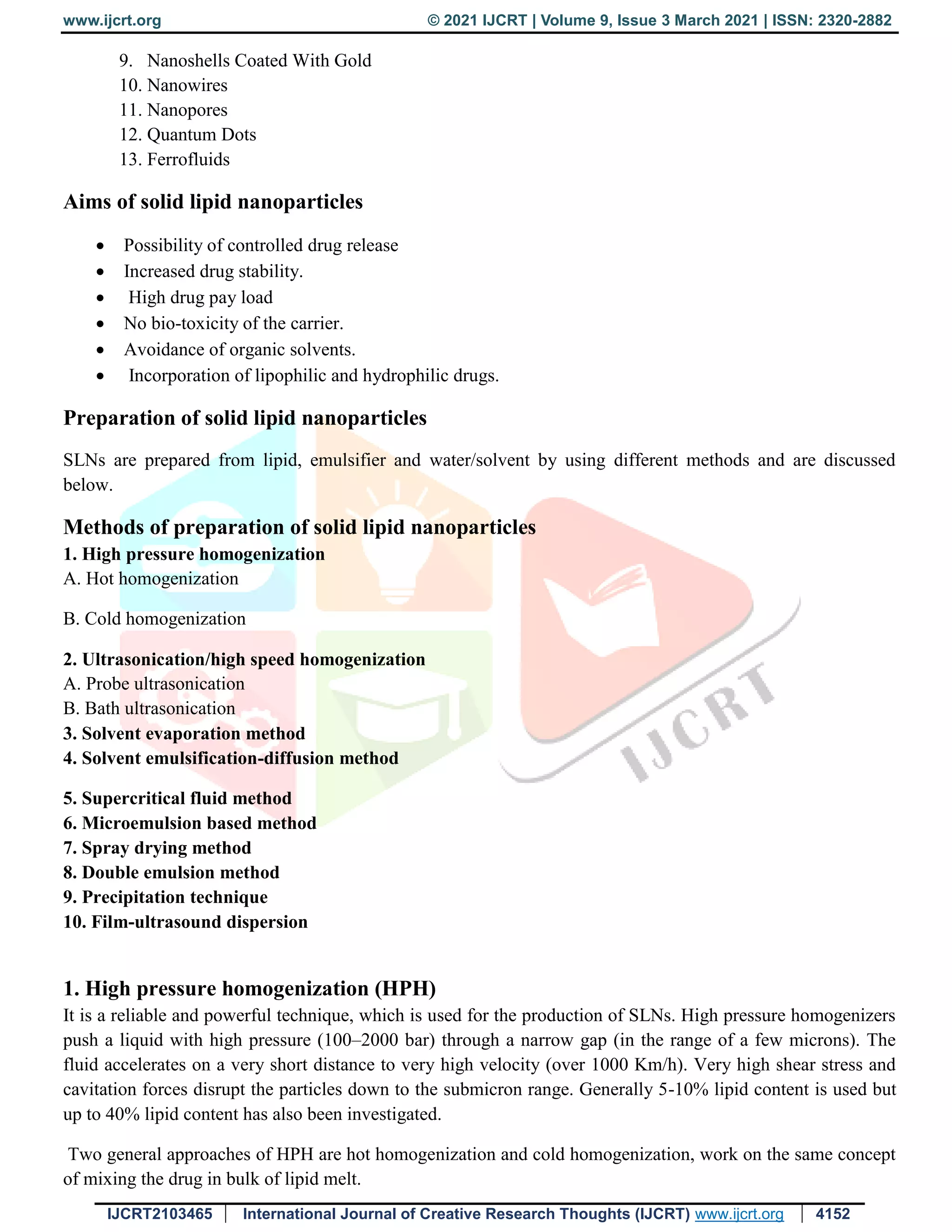 Solid lipid nanoparticles | PDF