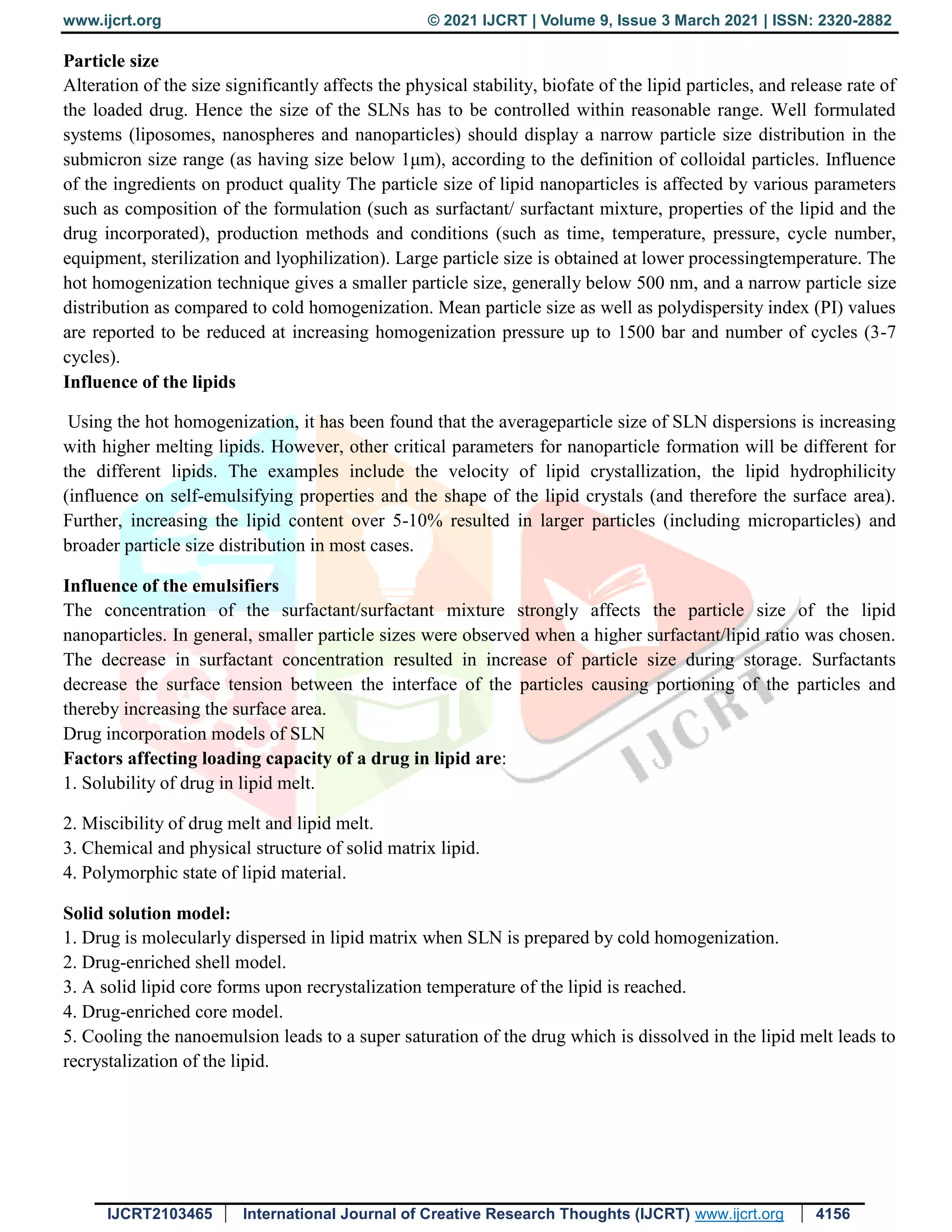 Solid lipid nanoparticles | PDF