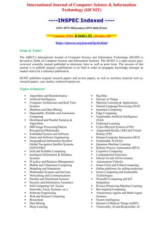 Inspec Journal Call for Papers-International Journal of Computer Science & Information ...