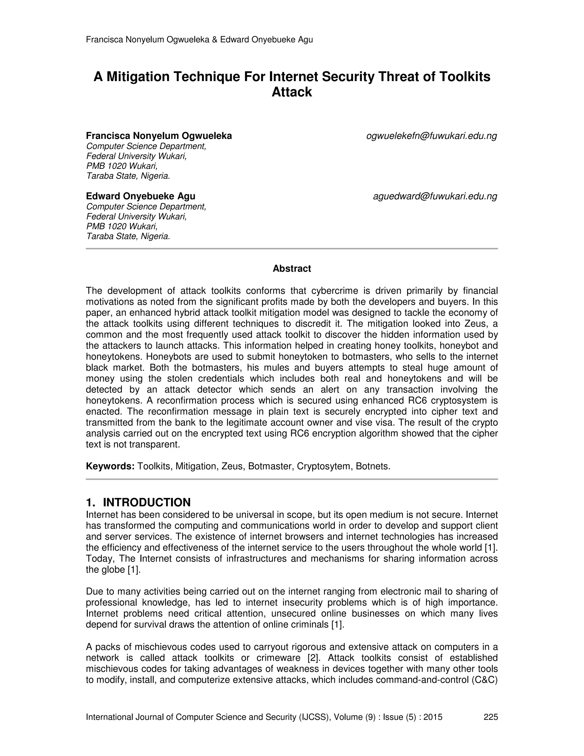 A Mitigation Technique For Internet Security Threat of Toolkits Attack ...