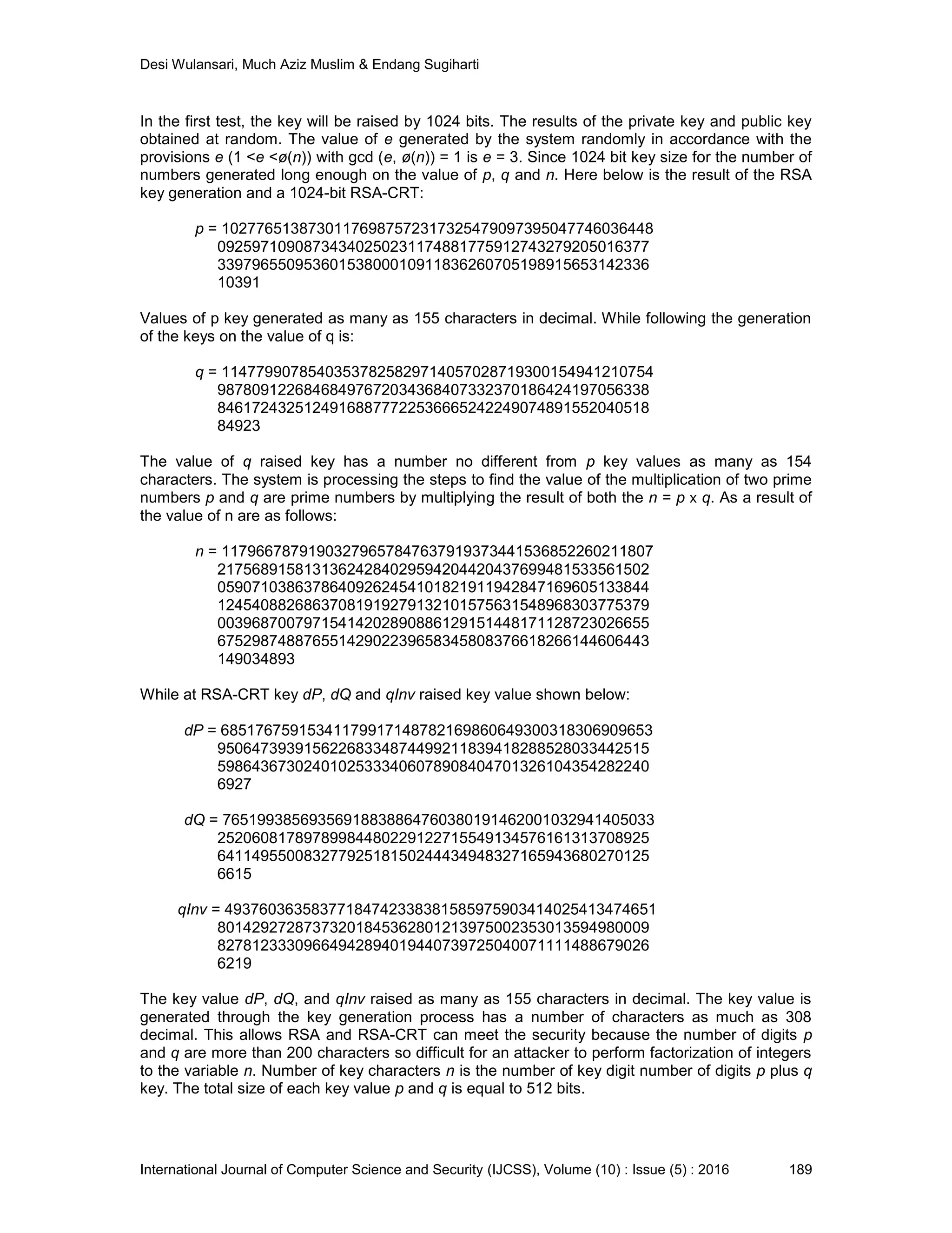 Implementation of RSA Algorithm with Chinese Remainder Theorem for Modulus  N 1024 Bit and 4096 Bit | PDF