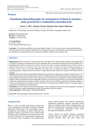 Protocol Functional echocardiography for management of shock | PDF