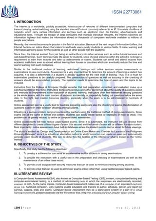 DESIGN AND DEVELOPMENT OF AN ONLINE EXAM MAKER AND CHECKER | PDF