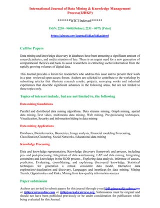 Call for Papers - International Journal of Data Mining & Knowledge ... image.