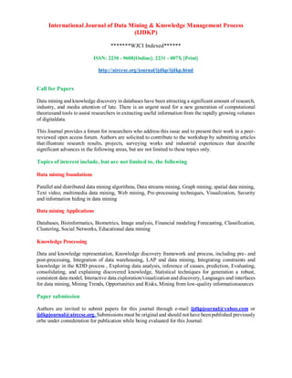 CALL FOR ARTICLES - International Journal of Data Mining & Knowledge ...