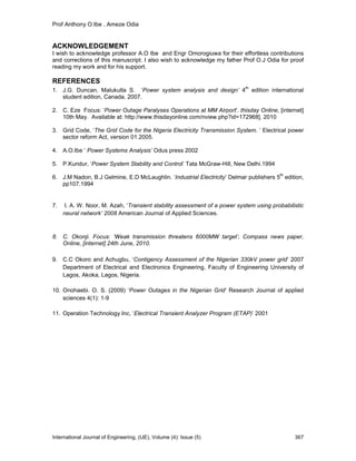 Transient Stability Assessment of the Nigerian 330kV Network. | PDF
