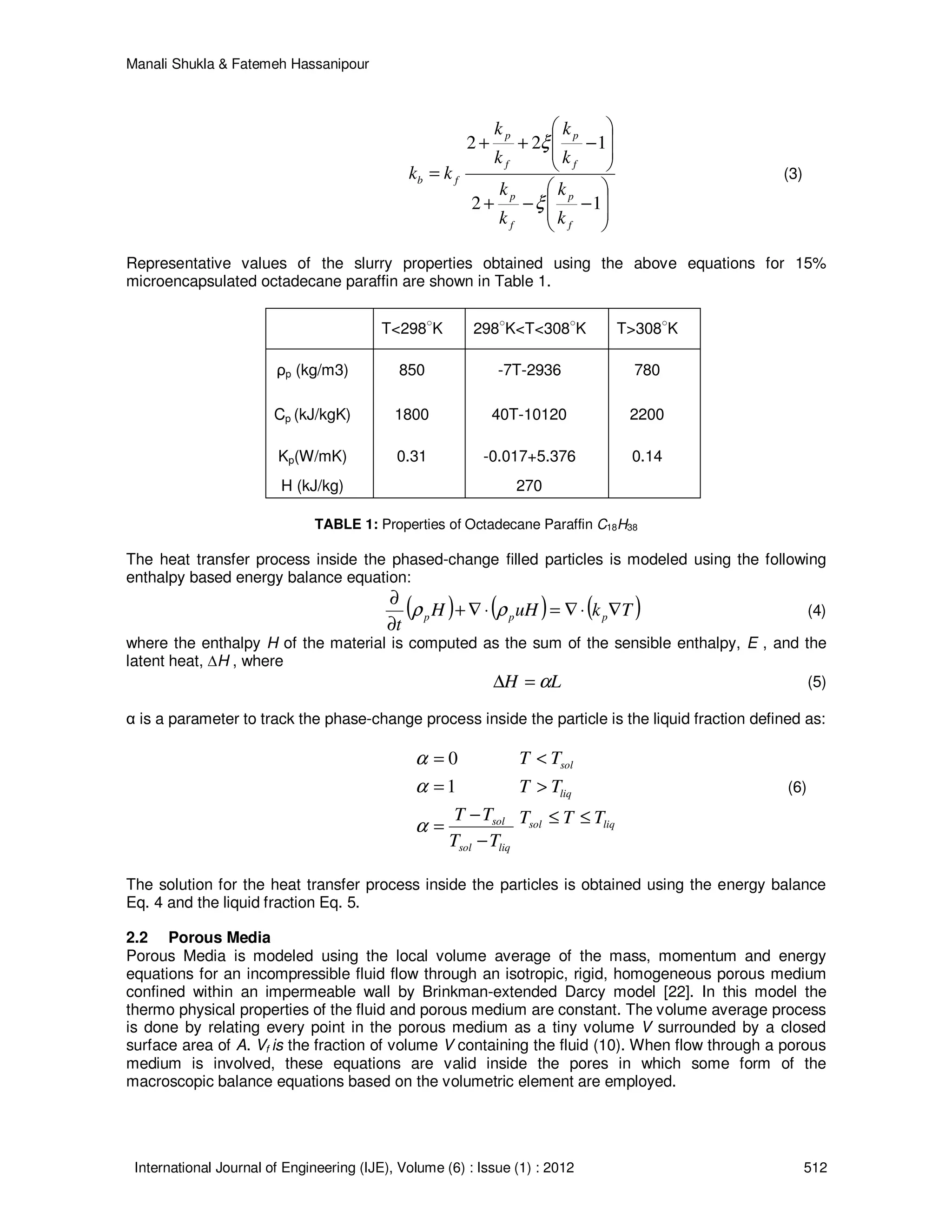 Heat Transfer in Porous Media With Slurry of Phase Change Materials | PDF
