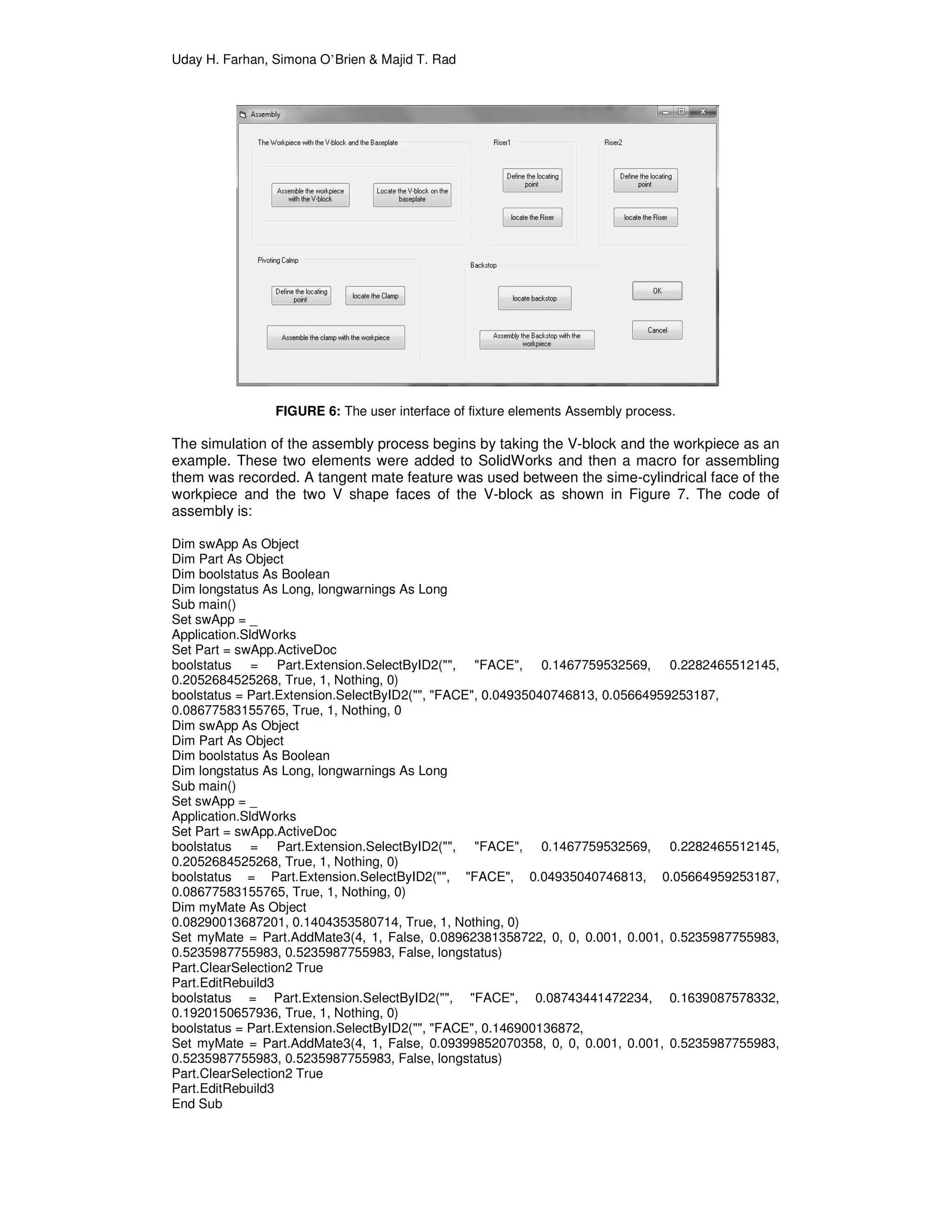 SolidWorks Secondary Development with Visual Basic 6 for an Automated ...