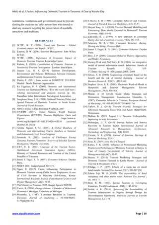 Factors Influencing Domestic Tourism in Tanzania: A Case of Arusha City ...