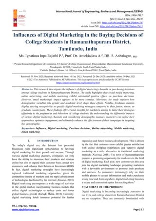 Influences of Digital Marketing in the Buying Decisions of College ...