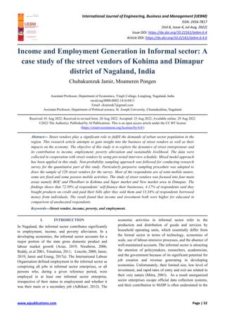 Income and Employment Generation in Informal sector: A case study