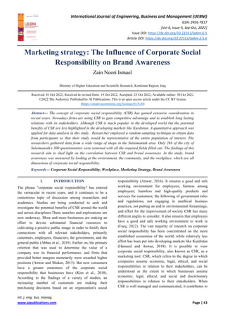 Marketing strategy: The Influence of Corporate Social Responsibility on ...