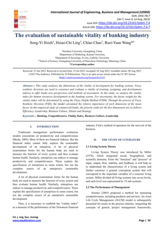 The evaluation of sustainable vitality of banking industry | PDF