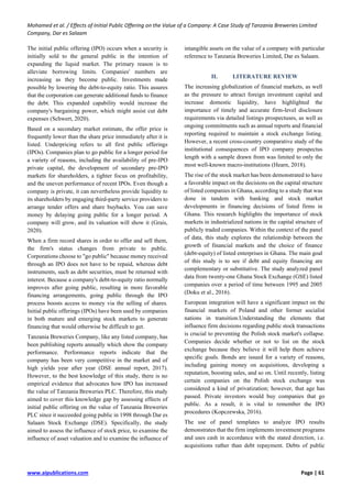 Effects of Initial Public Offering on the Value of a Company: A Case ...
