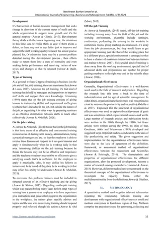 The Role of Training and Development on Organizational effectiveness | PDF