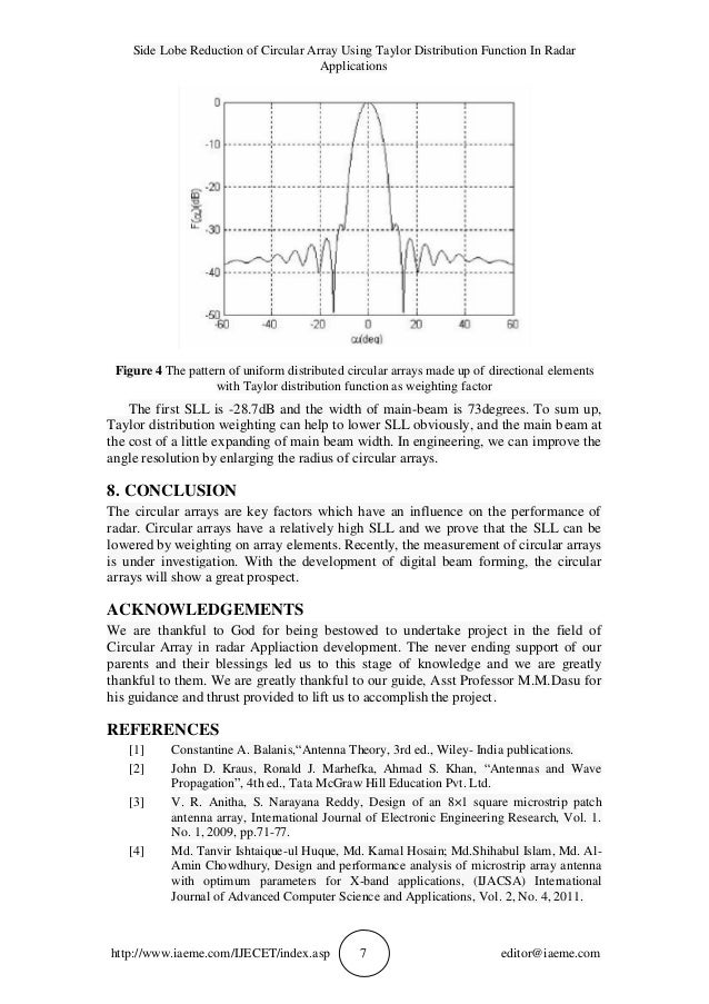 SIDE LOBE REDUCTION OF CIRCULAR ARRAY USING TAYLOR DISTRIBUTION FUNC…
