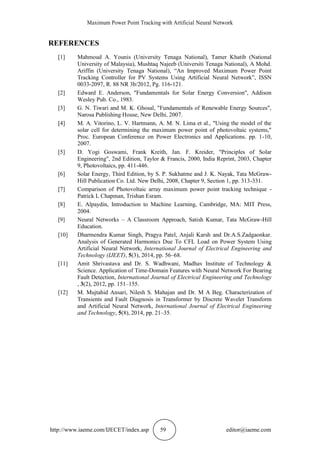 MAXIMUM POWER POINT TRACKING WITH ARTIFICIAL NEURAL NET WORK | PDF