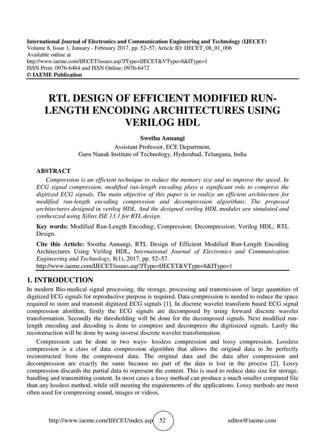 RTL DESIGN OF EFFICIENT MODIFIED RUN-LENGTH ENCODING ARCHITECTURES ... image.