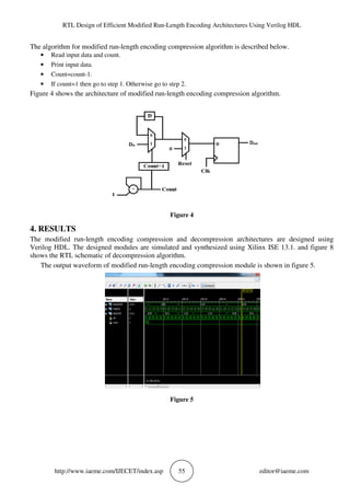 RTL DESIGN OF EFFICIENT MODIFIED RUN-LENGTH ENCODING ARCHITECTURES ...