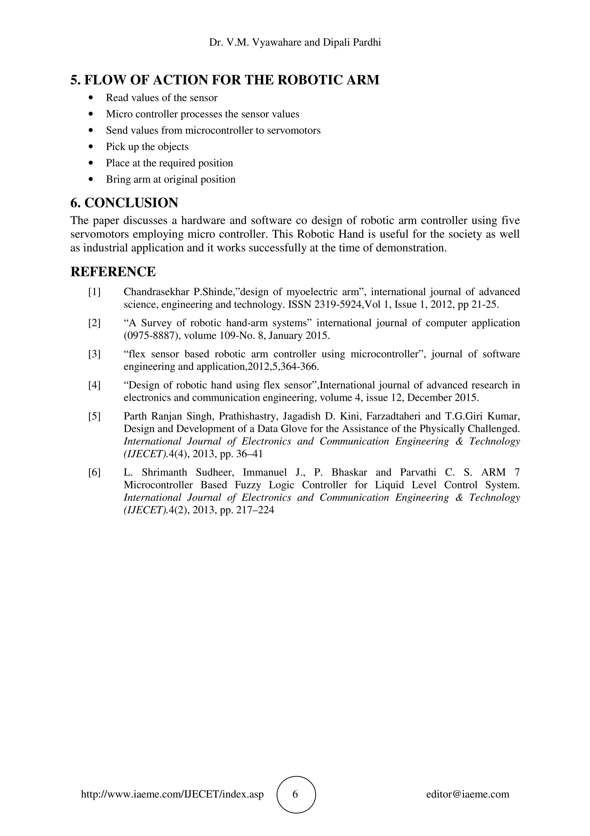 DESIGN OF A PROSTHETIC ARM USING FLEX SENSOR | PDF