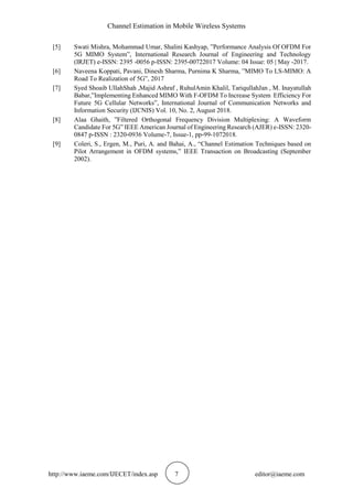 CHANNEL ESTIMATION IN MOBILE WIRELESS SYSTEMS | PDF