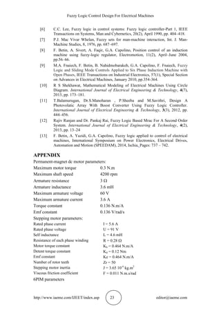 FUZZY LOGIC CONTROL DESIGN FOR ELECTRICAL MACHINES | PDF