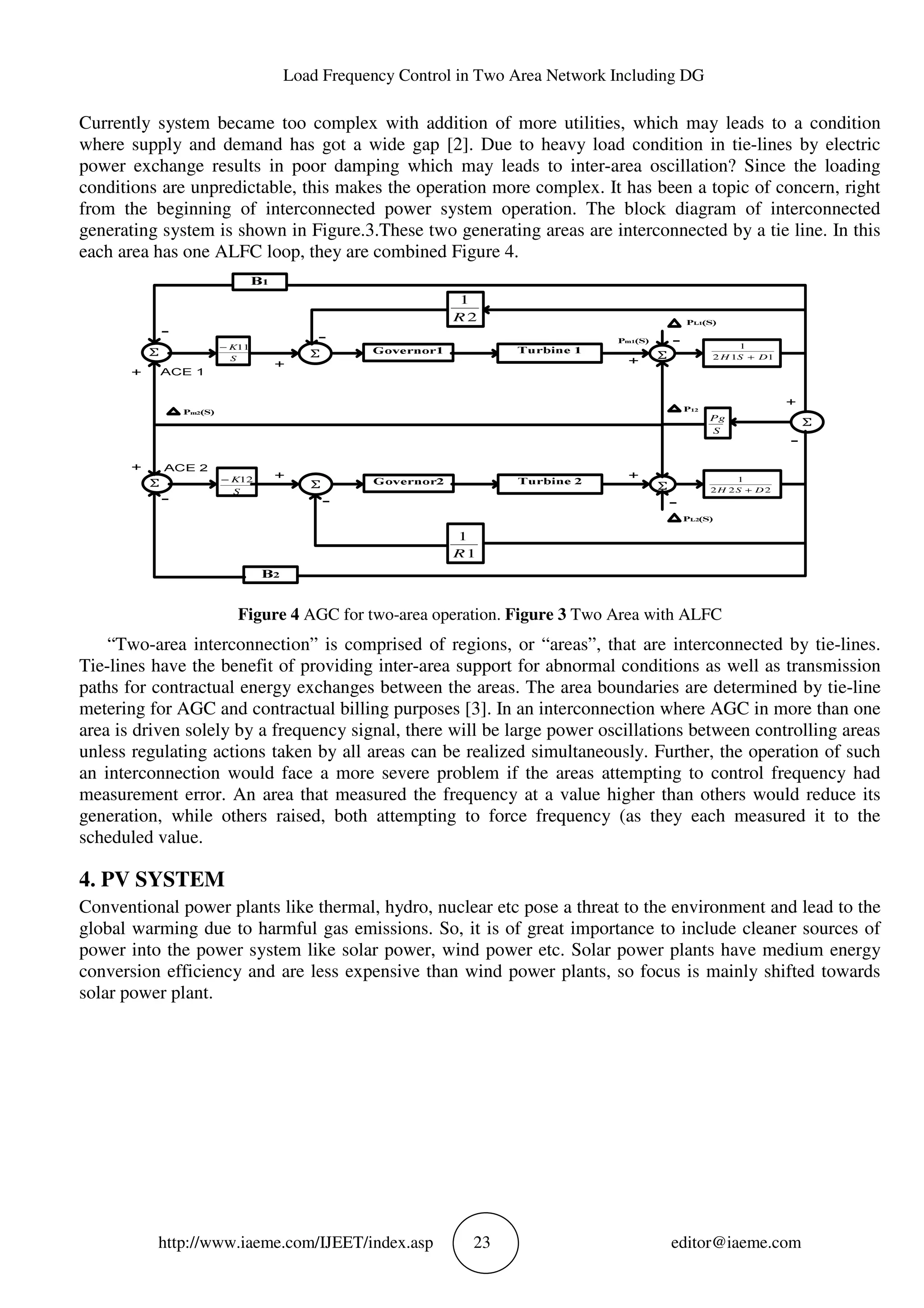 LOAD FREQUENCY CONTROL IN TWO AREA NETWORK INCLUDING DG | PDF
