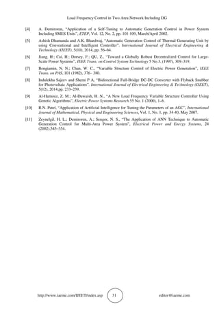 LOAD FREQUENCY CONTROL IN TWO AREA NETWORK INCLUDING DG | PDF