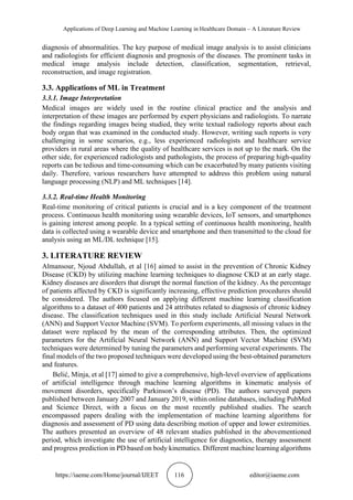 APPLICATIONS OF DEEP LEARNING AND MACHINE LEARNING IN HEALTHCARE DOMAIN ...