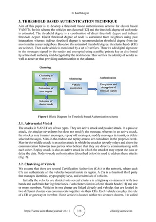 A THRESHOLD BASED AUTHENTICATION MECHANISM FOR VEHICULAR AD HOC NETWORK ...
