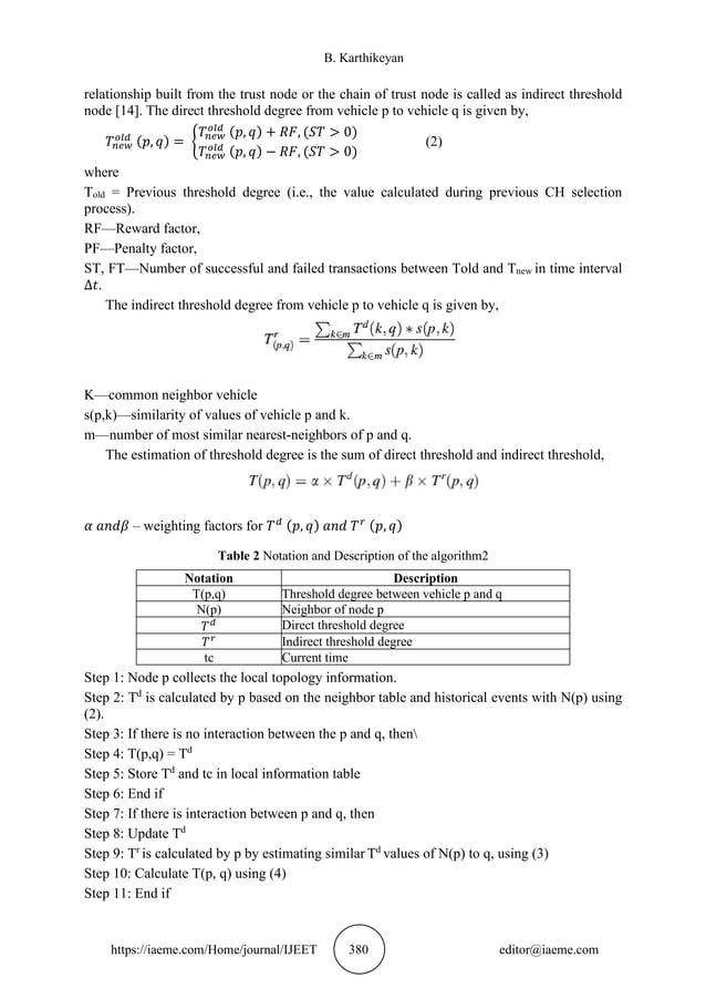 A THRESHOLD BASED AUTHENTICATION MECHANISM FOR VEHICULAR AD HOC NETWORK ...