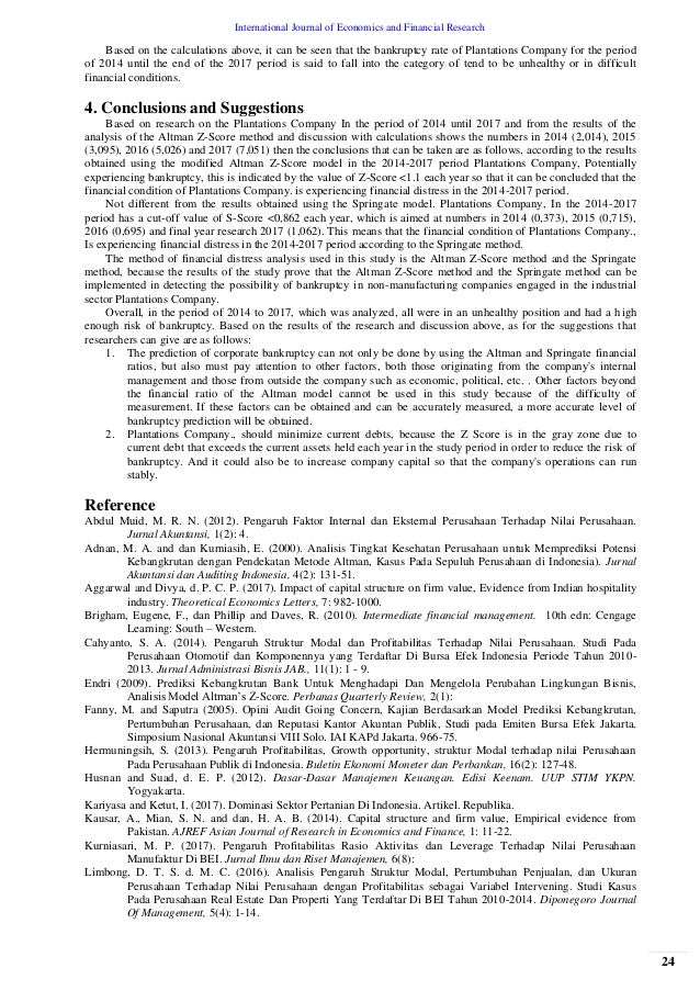 Analysis Of Accuracy Level Of Altman Z Score Model And Springate Mode