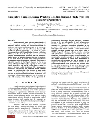 Innovative Human Resource Practices in Indian Banks: A Study from HR ...