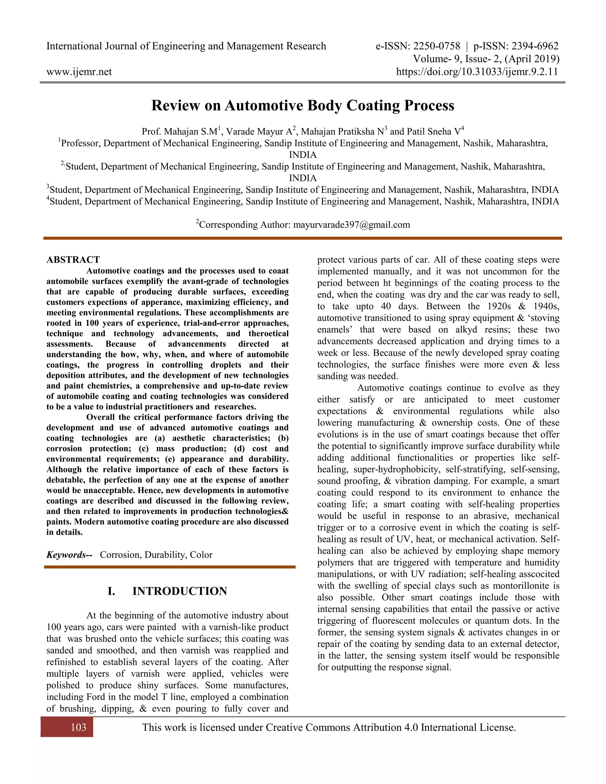 Review on Automotive Body Coating Process | PDF