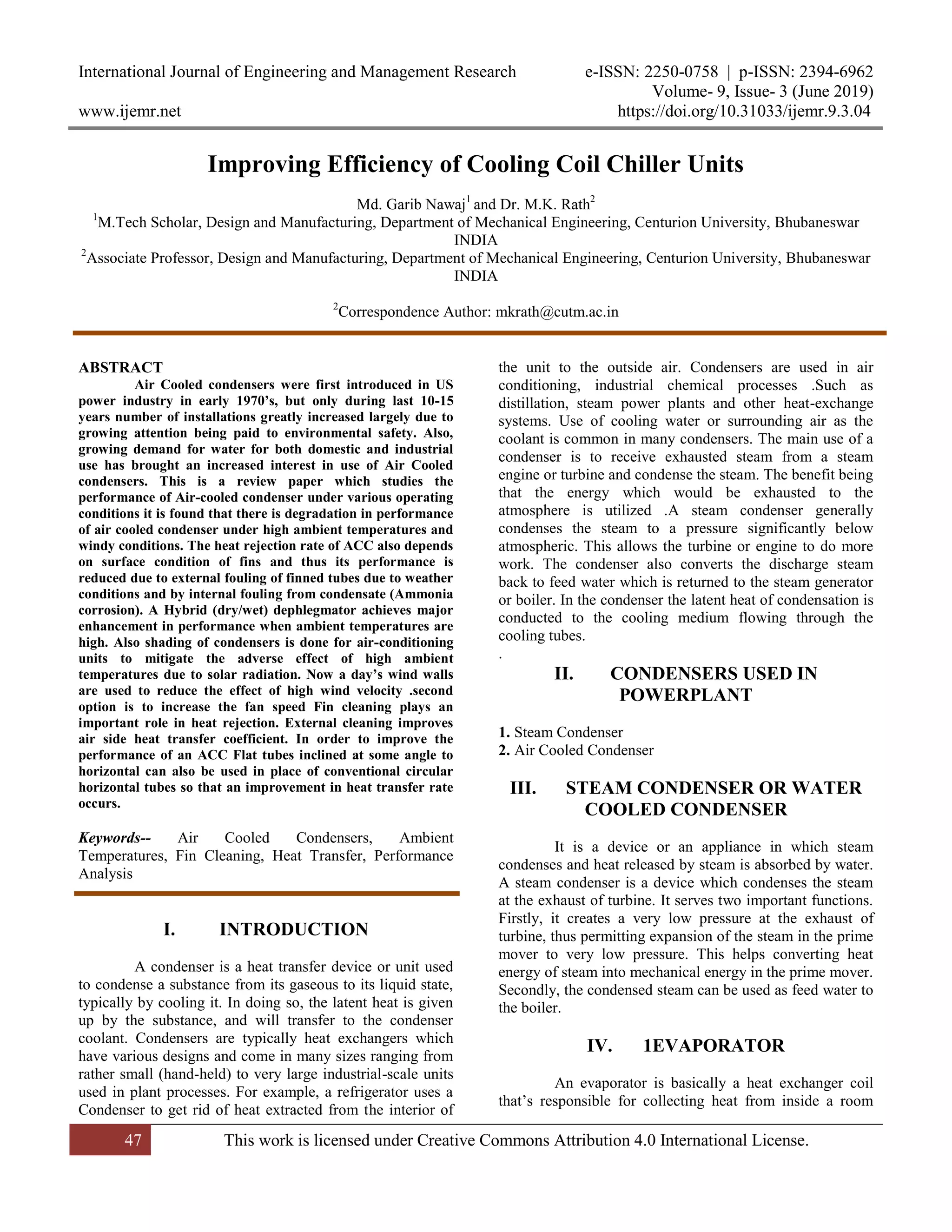 Improving Efficiency of Cooling Coil Chiller Units | PDF